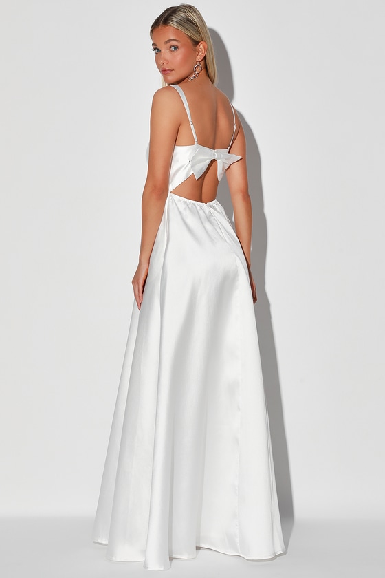 Pretty White Dress - Backless Maxi ...